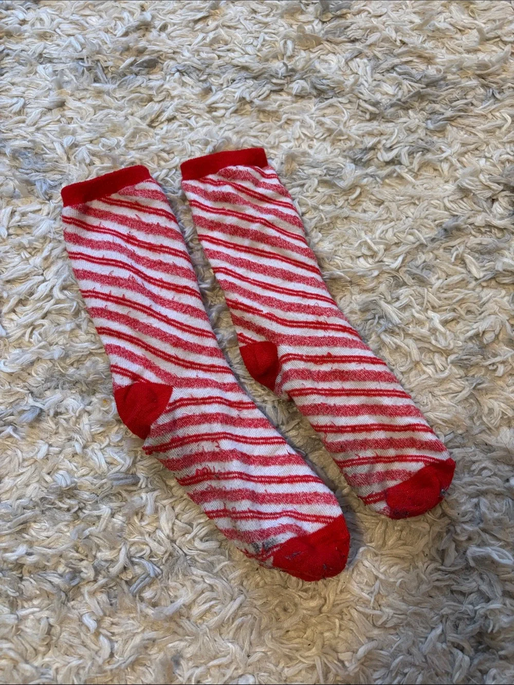 Red & White Striped Socks - Packable Comfort